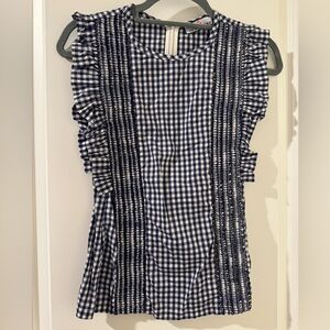 CK Bradley Gigi Top Blue and White Gingham Sleeveless Top